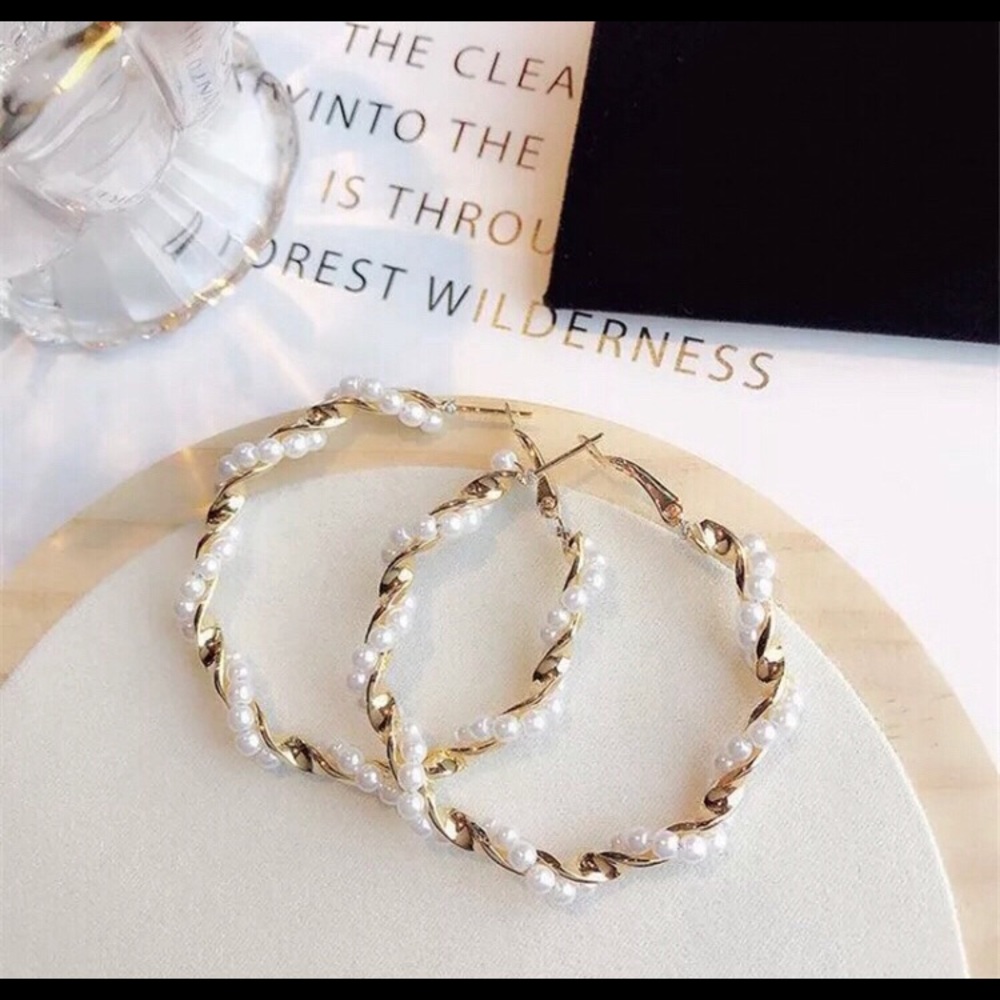 Pearl hoop earrings